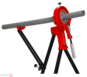 تصویر دستگاه برش و پخ لوله پوشفیت با سه پایه