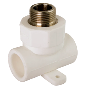 تصویر سه راهی مغزی فلزی دیواری سفید "20mmx1/2