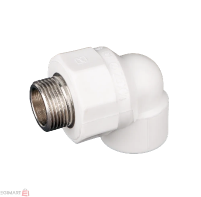 تصویر زانو یکسر مغزی فلزی سفید "20mmx3/4