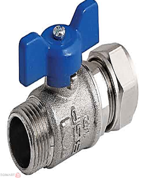 تصویر شیر یکسر روپیچ کوپلی دسته پروانه ای  20mmX 1/2 ( آبی و قرمز)