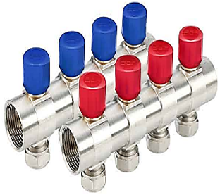 تصویر نیو کلکتور رزوه ای همراه با شیر تنظیم( آبی و قرمز) "(3b) 1"x1/2